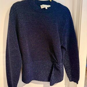 Elegant Navy Sweater with Side Detail